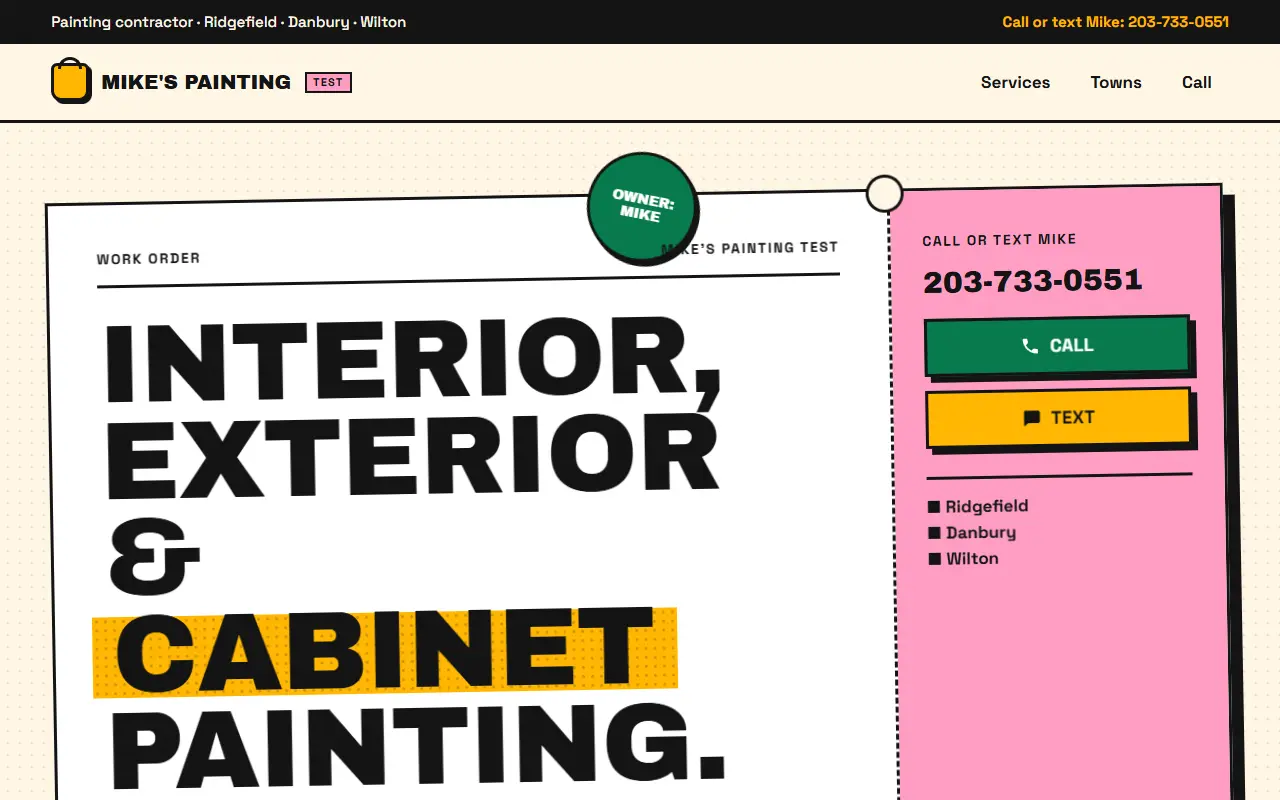 Work Order: an example design made to show one of our styles (not client work), desktop view